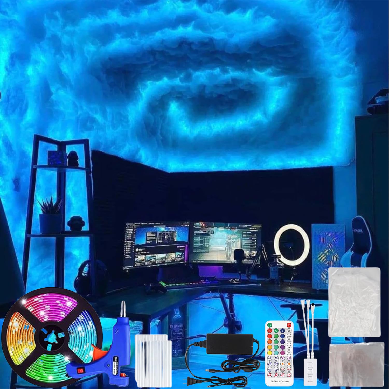 Luci a LED a nuvola per soffitto, soffici illuminazione d'atmosfera per camera da letto, sala giochi, feste, garage, club, bar, fai da te creativo 35 m