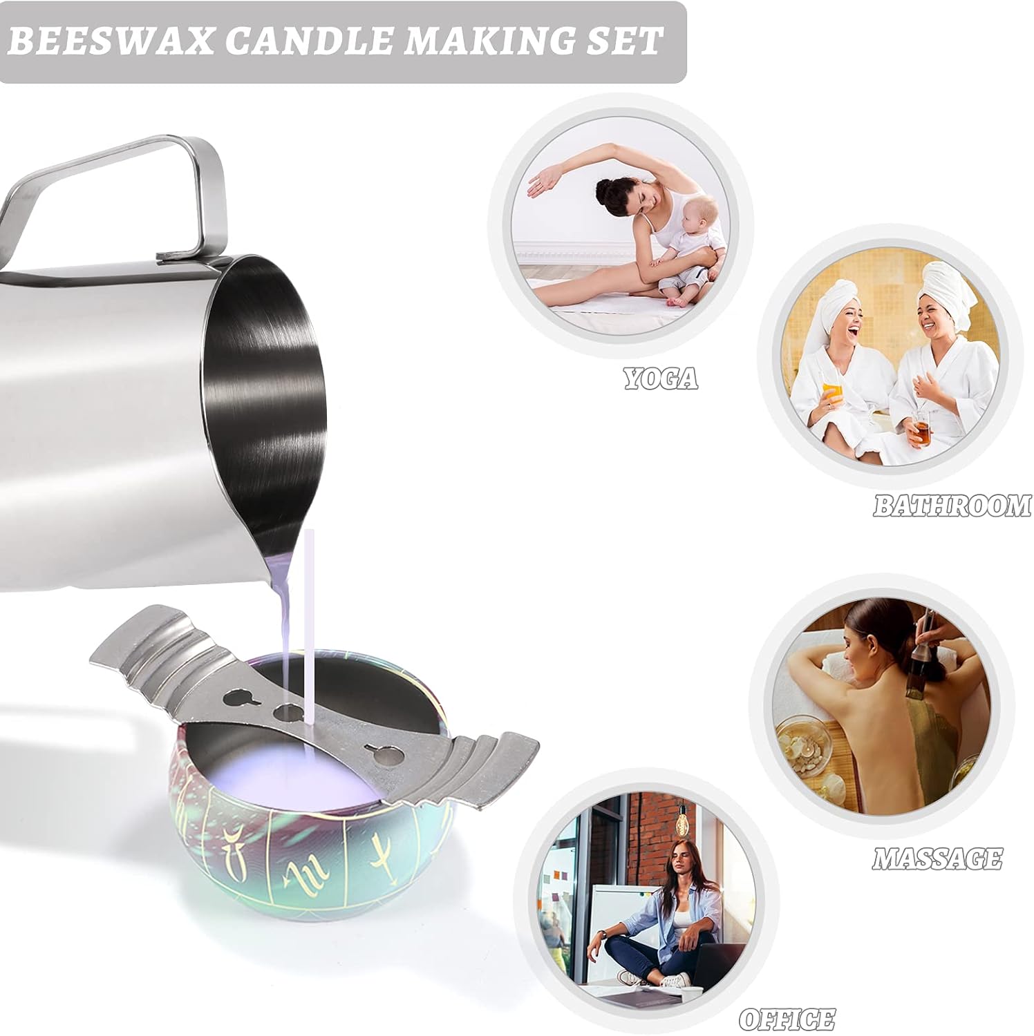 DIY Candle Making Kit, Scented Candles Supplies Crafts for Adults and Teens Gift Set for Women Including Fragrance, Beeswax, Center Devices, Tins, Wicks, Metal Pot, Wicks Sticker & Stir Rod