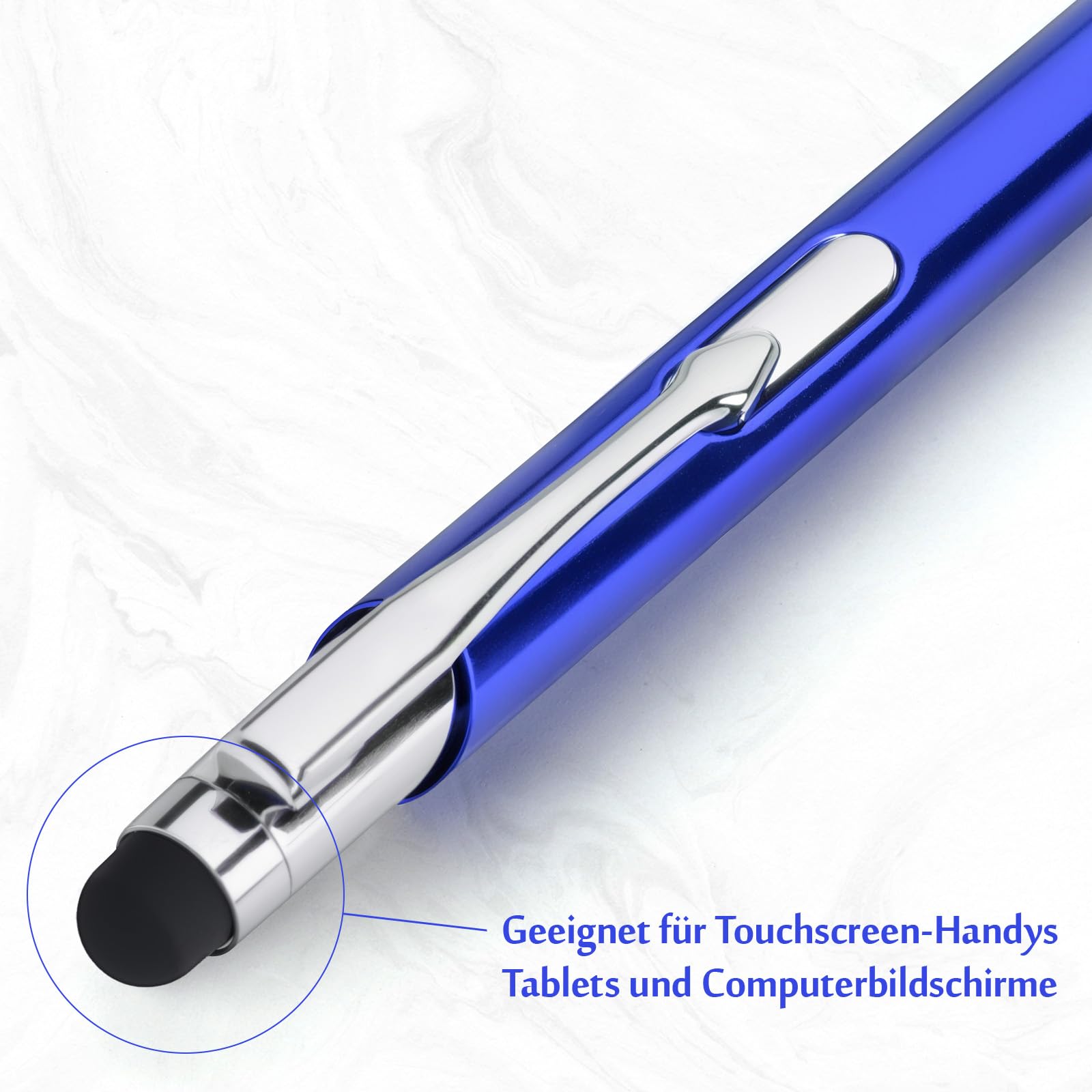 100er Personalisierter Kugelschreiber mit Gravur, 2in1 Hochwertiger Metall-Kugelschreiber mit Touchpen, Werbegeschenk für Unternehmen, Geschenk für Studenten Lehrer Kollegen, Blau Tinte