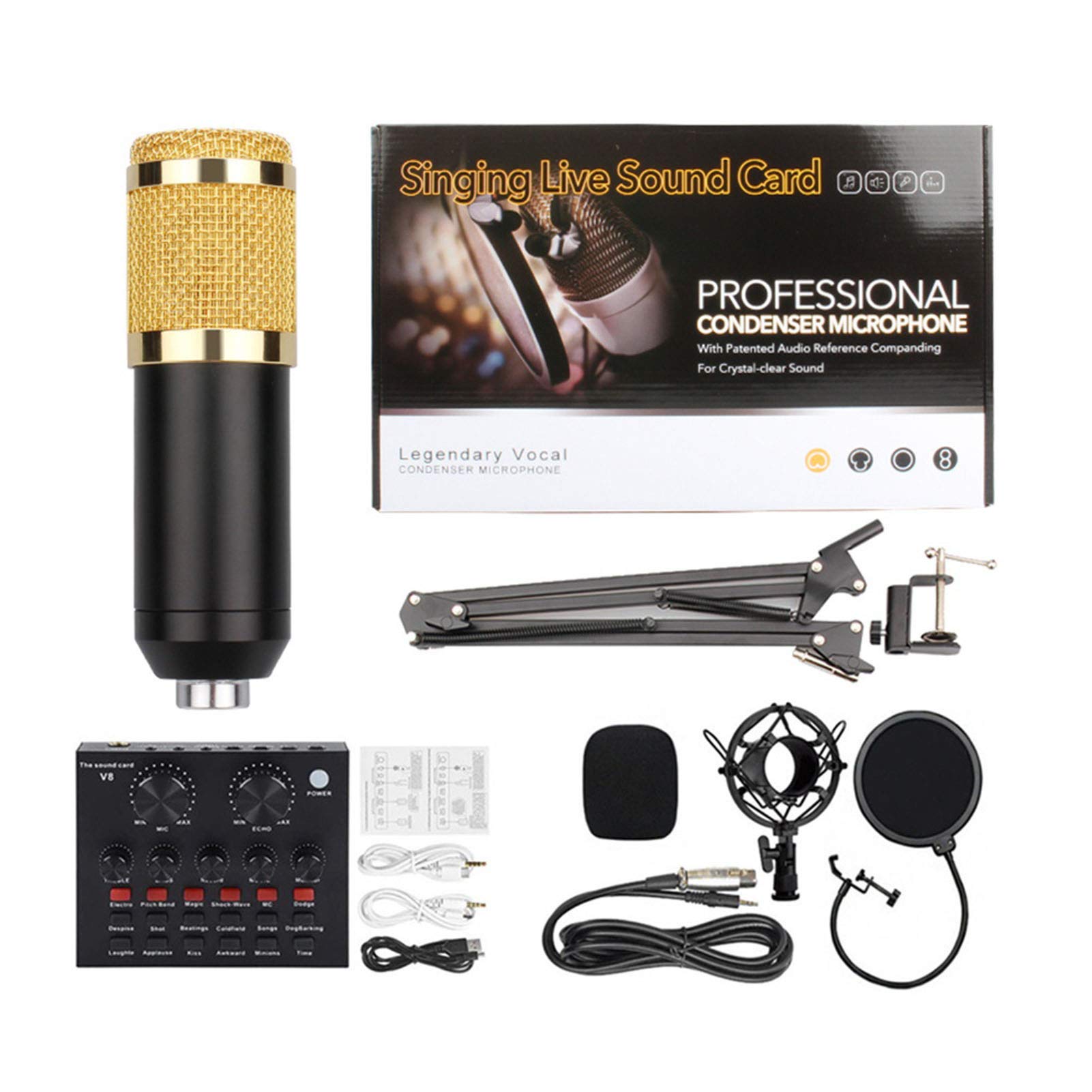 Amazon.com: FDFDF Sound Card Microphone Set,12 Sound Effects and 6