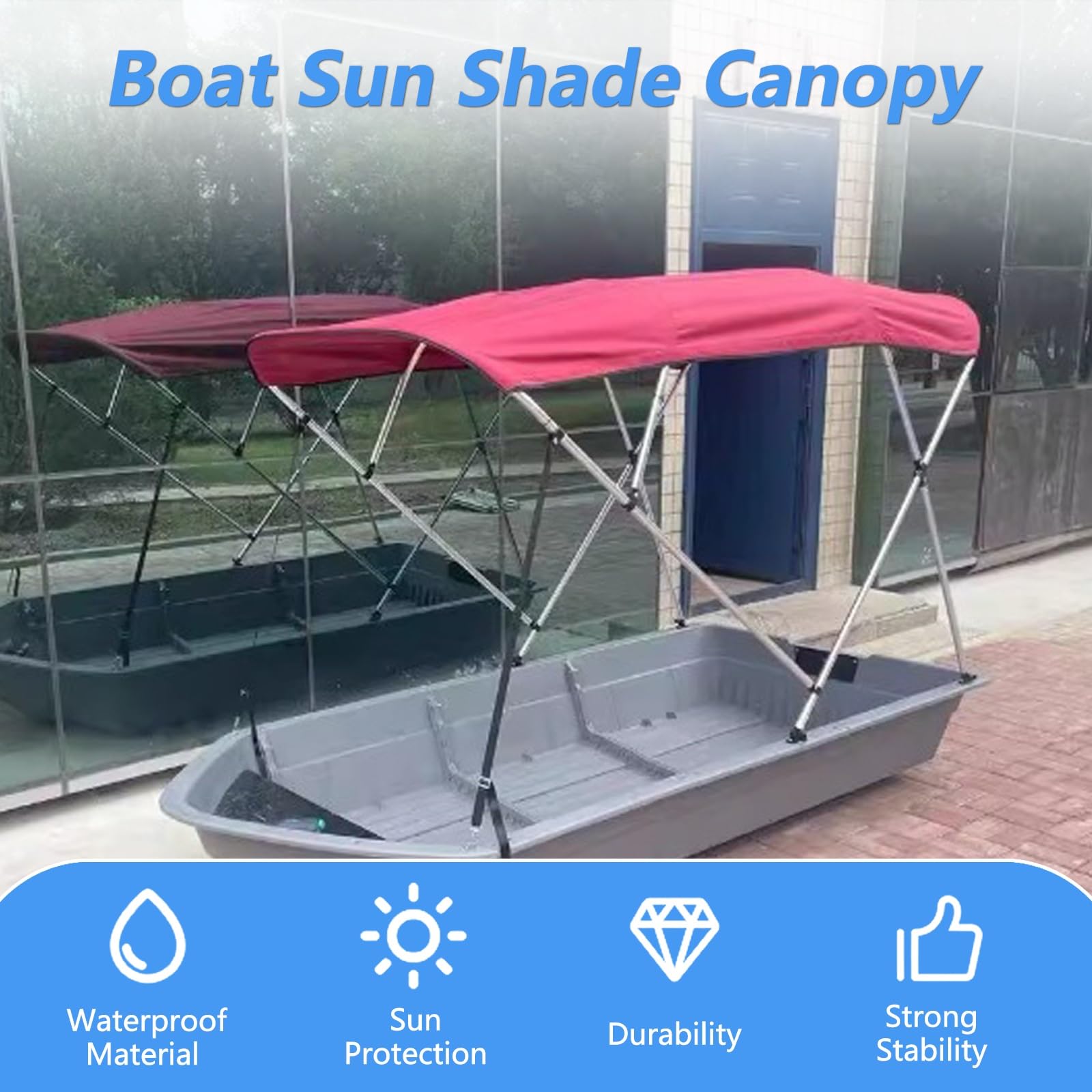 Tendalino per Barca, Bimini Top per Barca, Elevata Stabilità, Impermeabile E Parasole, Adatto per Imbarcazioni con Scafo Rigido(110-130cm/43.3-51.2in)