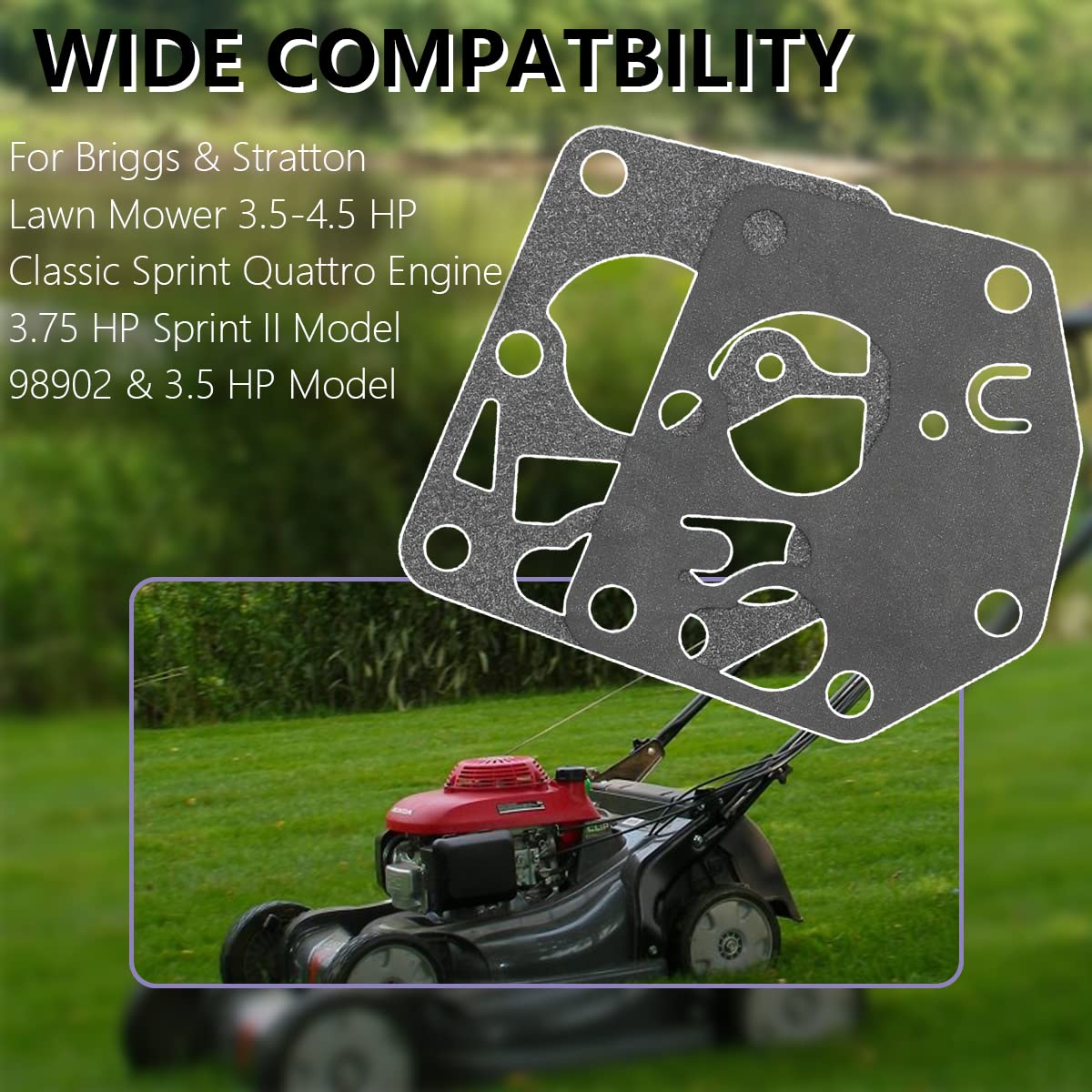 ZAMDOE 795083 Carburettor diaframma guarnizioni Kit per Briggs & Stratton tosatrice da Prato 3,5-4,5 HP Classic Sprint Quattro Engine sostituiscono 495770 con Una Lampadina Primer Blub