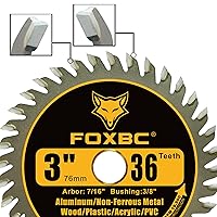 Vista 5 de FOXBC Hoja de sierra circular de carburo de 3 pulgadas, 24 dientes, 36 dientes para madera, plástico, PVC, acrílico, aluminio con eje de 7/16