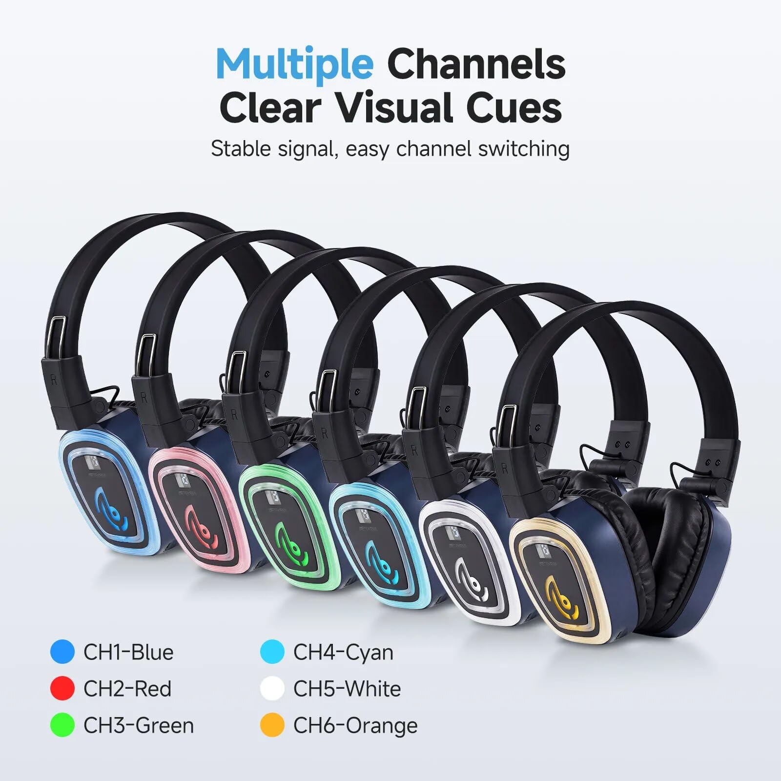 Retekess TA004S Auriculares Silent Disco, diseño Plegable, Sonido HiFi