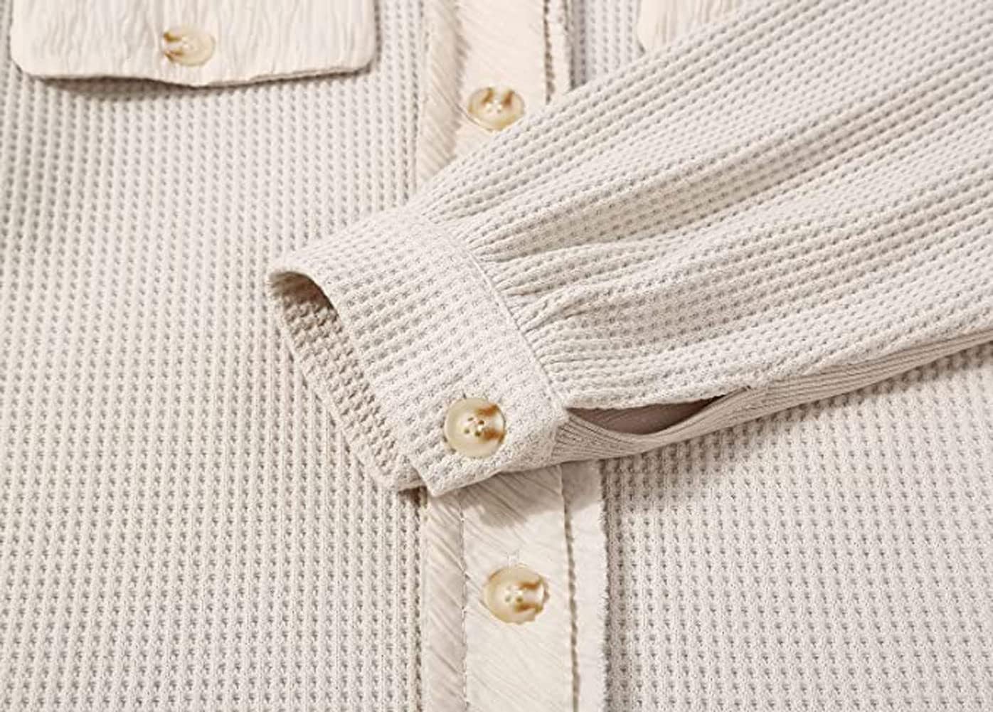 loveimgs Oversized Waffle Knit Shirt Women Fall Shacket Corduroy Long Sleeve Shirts Button Down Shirts Jacket