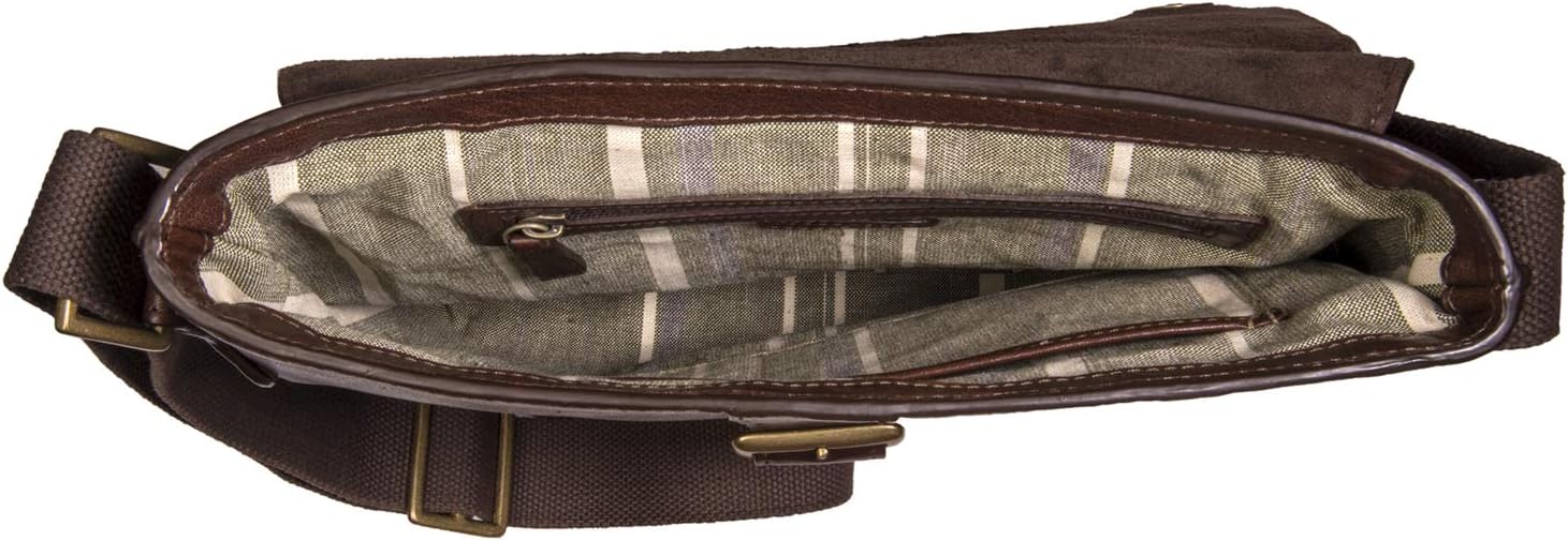 Hidesign Vespucci Medium Faux Brass Buckle (Magnetic Closure) Genuine Buffalo Leather Messenger Bag/Crossbody Bag with Adjustable Shoulder Strap, Brown