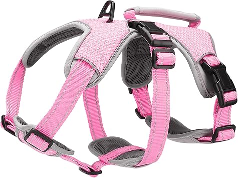Multi-Use Support Dog Harness, Escape Proof No Pull Reflective Adjustable Vest with Durable Handle, Dog Walking Harness for Big/Active Dogs Pink, M