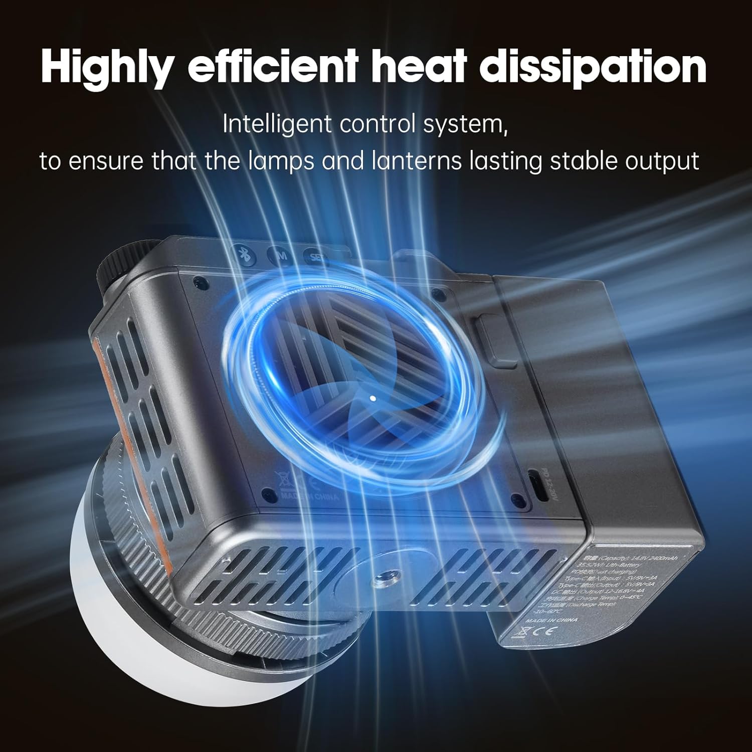 JINBEI 40W Portable LED Video Light with 2400mAh Li-ion Battery Adjustable Lens App Control Ra>96+ Bi-Temperature COB Continuous Output Lighting 2700K-6500K for Video Recording Streaming EF40Bi