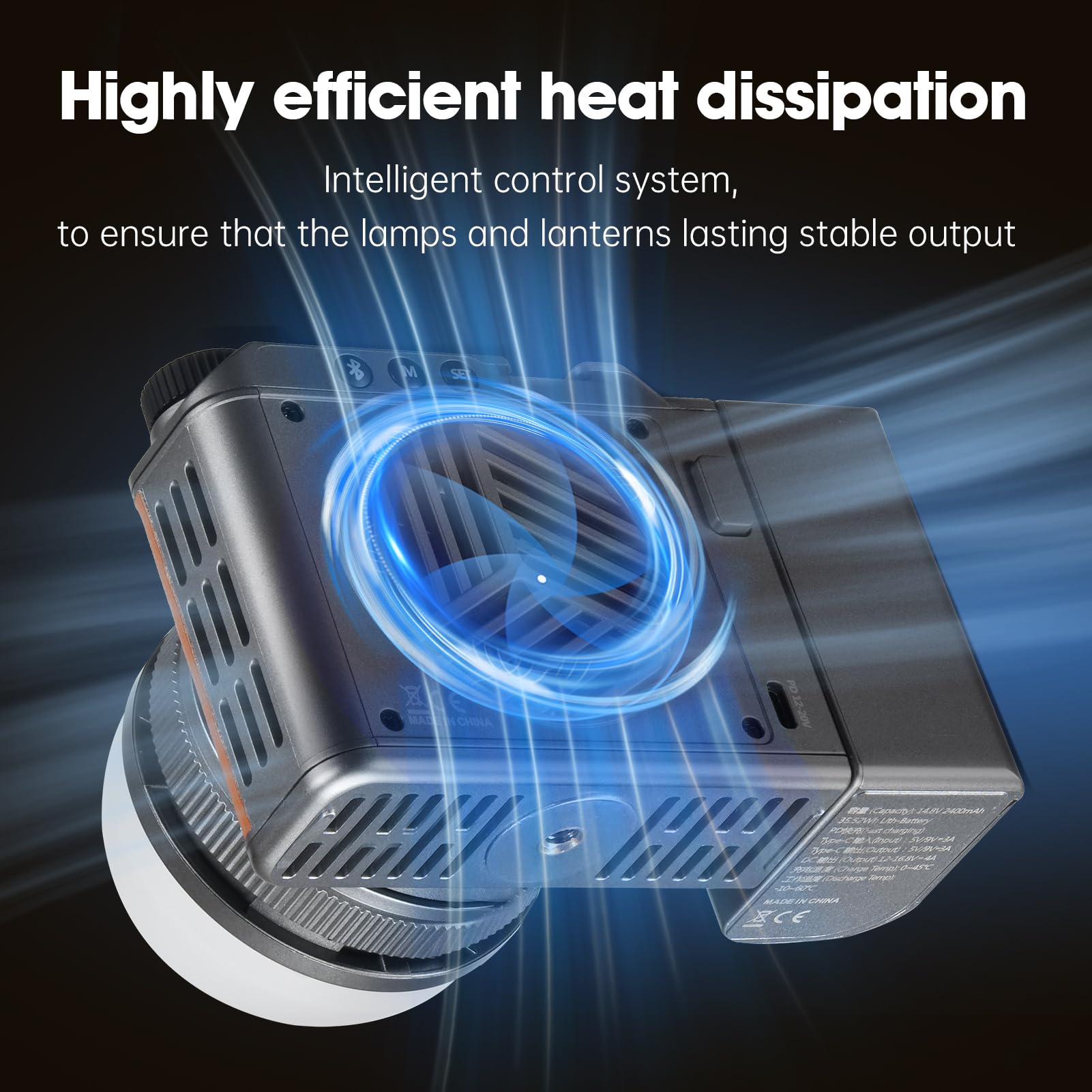 Lámpara de vídeo LED portátil de 40 W con batería integrada 2400 mAh lente ajustable App Control Ra>96 + Bi-Temperature COB Continuous Output Lighting 2700 K-6500 K