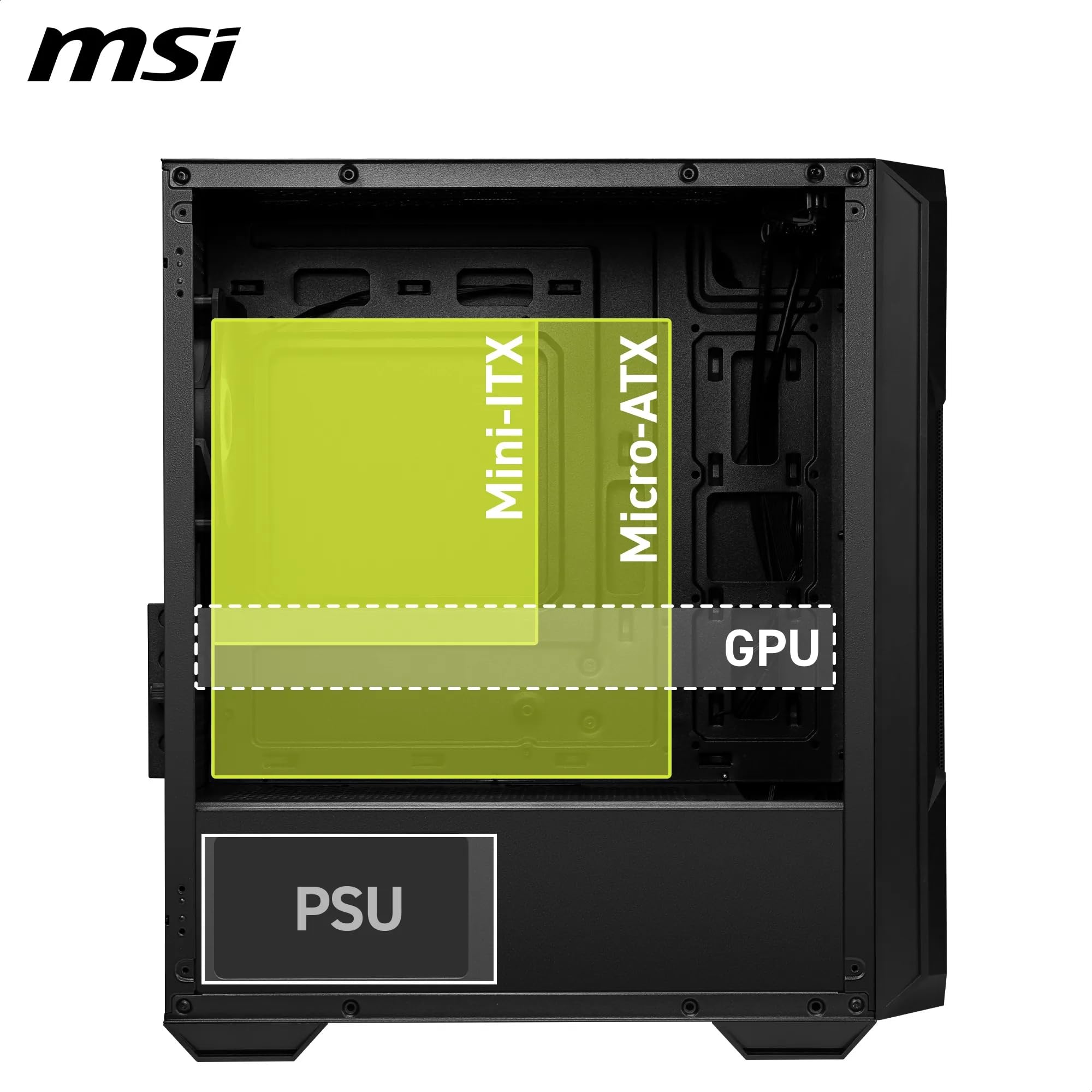 MAG Forge M120R Airflow - Mini-Tower PC-Gehäuse - Hoher Luftstrom, Micro-ATX-Kapazität, 240 mm Radiator-Unterstützung, Vier vorinstallierte ARGB-Lüfter, gehärtetes Glas-Seitenteil - Schwarz