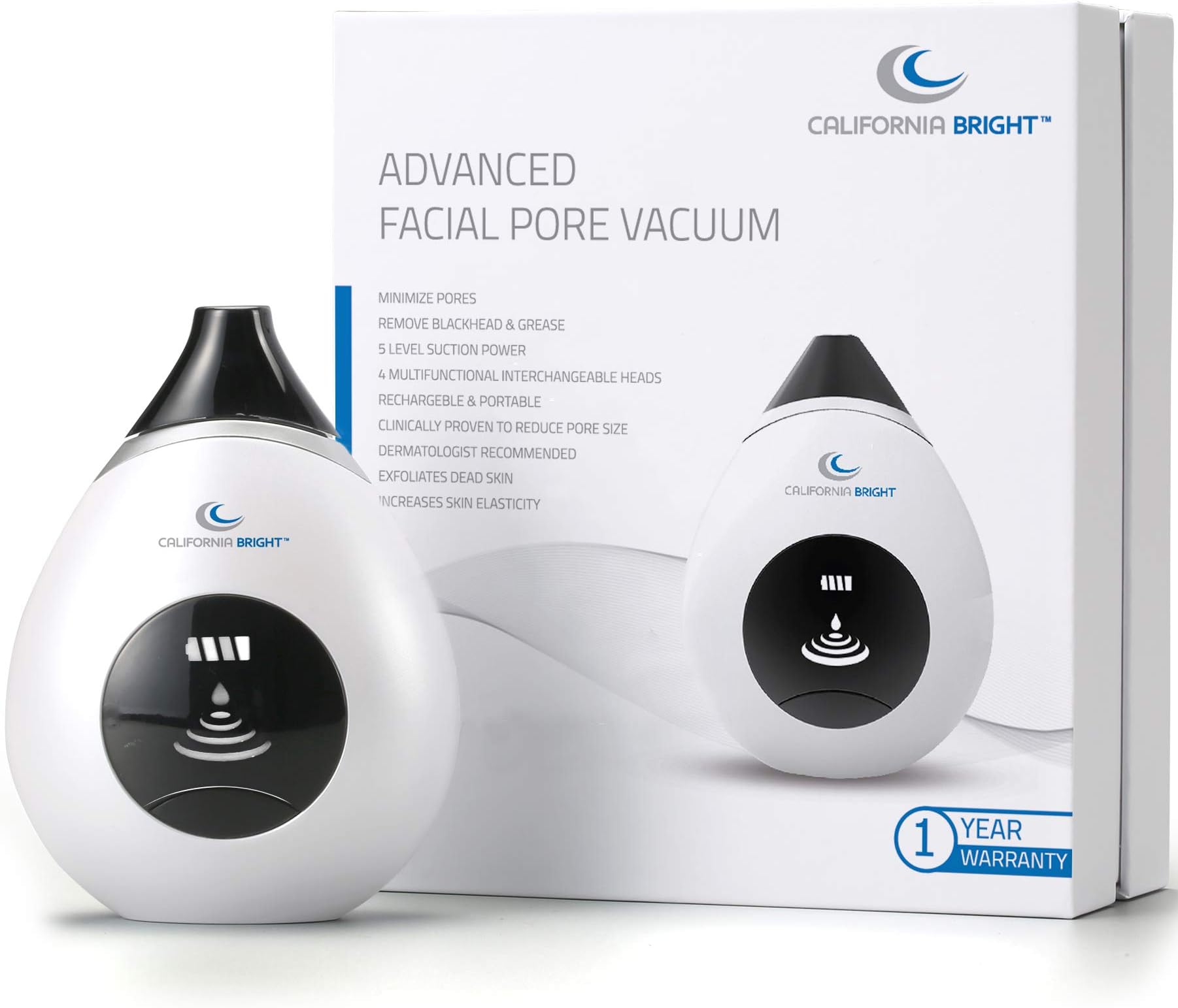 Advanced Facial Pore Vacuum Kit - Dermatologist Recommended Blackhead Remover Device - Professional Electronic LED Suction Tool - Anti Aging Wrinkle Care -Rechargeable & Portable