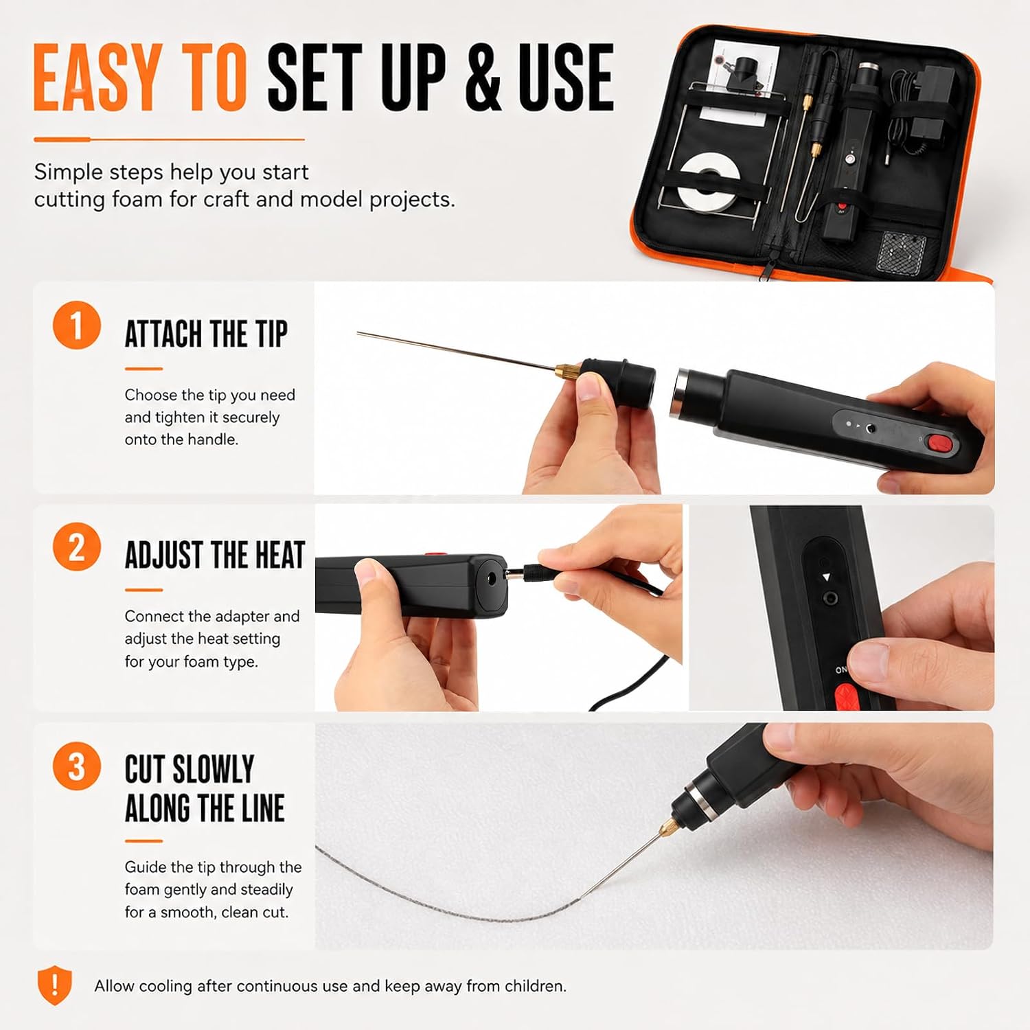 3 in 1 Foam Cutter, 18W Electric Hot Wire Cutting Machine Pen Tool Kit