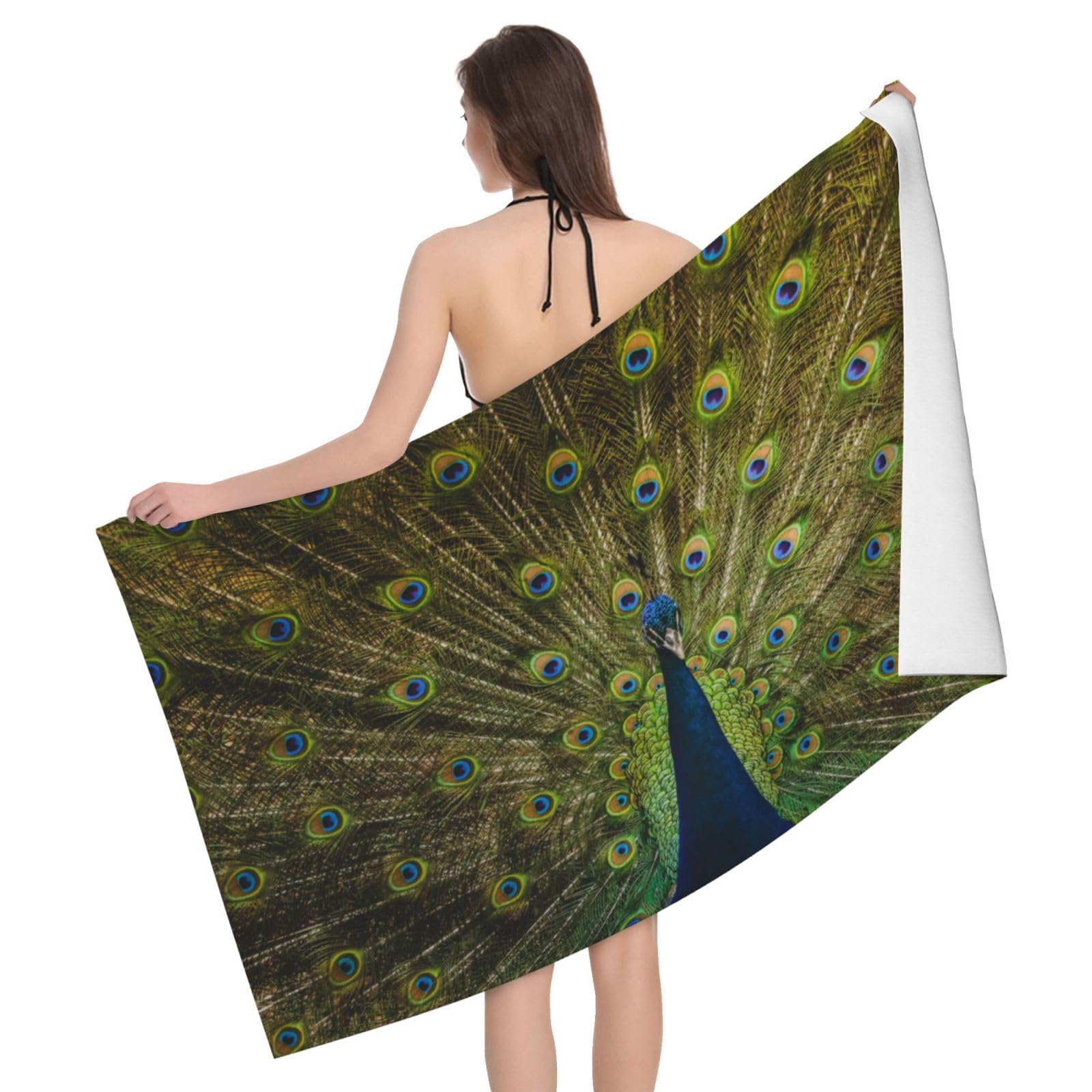 Pretty Peacock Beach Towel - Microfiber Quick Dry, Sand Resistant, 32x52 Inches, Oversized For Adults - View #3