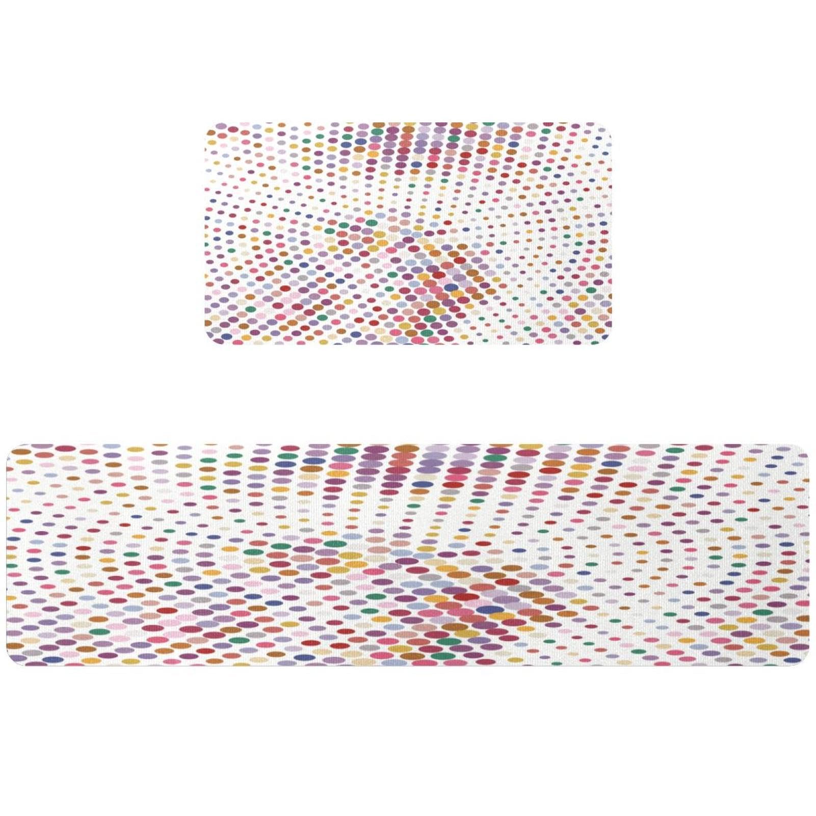 2 tapetes de cocina VAPOKF con puntos de colores alfombras lavables y antideslizantes
