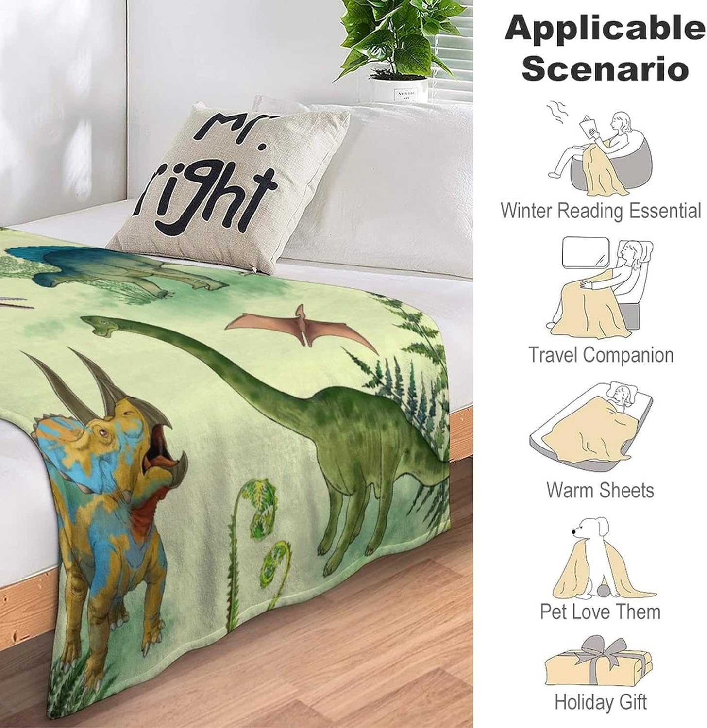 Manta Tipo De Dinosaurios, Regalos Para Niñas, Niños Y Mujeres, Súper Suave Y Acogedora Sábana Cálida