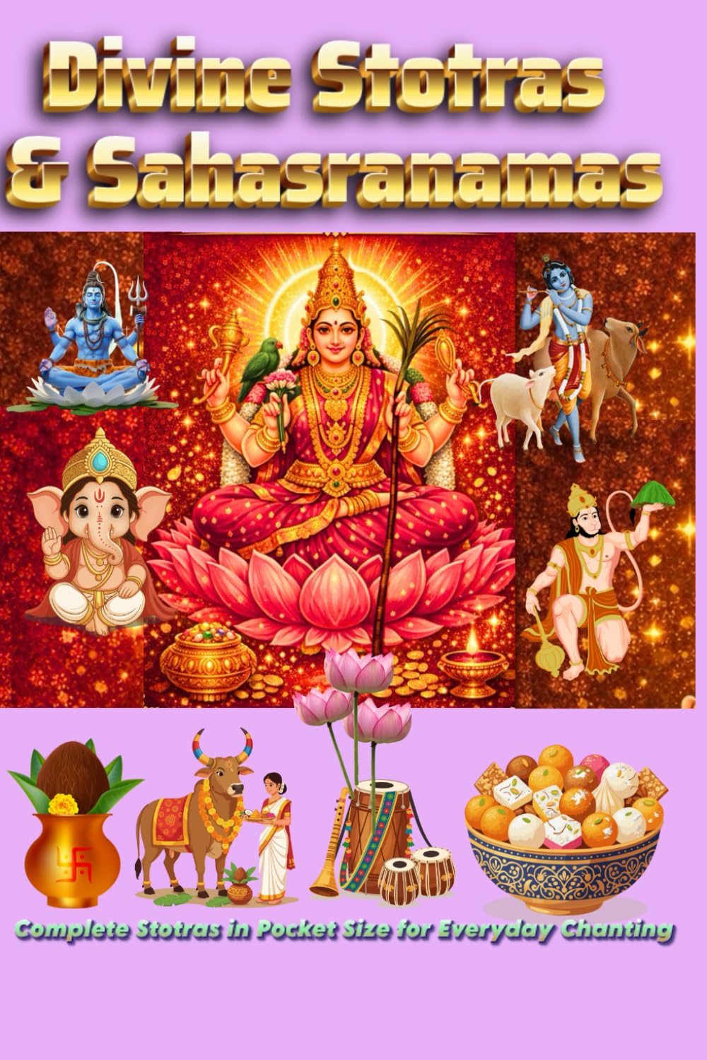 Divine Stotras & Sahasranamas: Complete Pocket-Size book Lalitha Sahasranamam,Shiva Stotras, Rama and Hanuman Stotras, Devi Stotras, Sri Venkateshwara Stotram