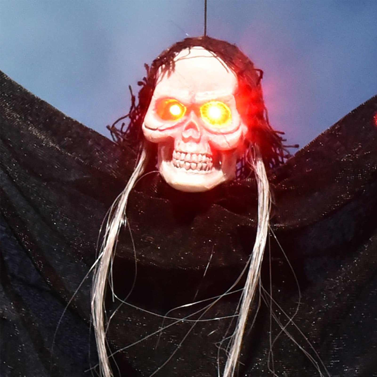 5 Calavera Fantasma - Terror Esqueleto con Ojos Brillantes - Accesorios Fiesta Halloween para Fiestas temáticas, Carnaval, casa embrujada