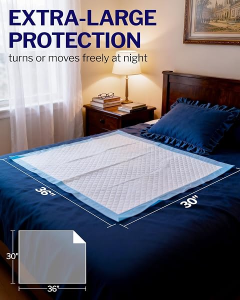 Powools Incontinence Bed Pads & Puppy Pads, 50 Count 36" x 30" Disposable Underpads, Super Absorbent 6-Layer Leak-Proof Dog Pee Pads, Quick-Dry Training Pads for Adults, Babies & Pets - 4