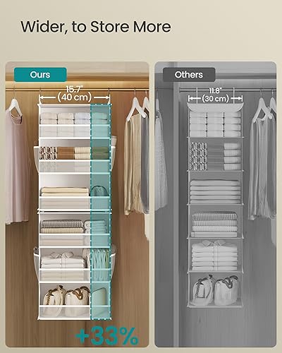 Miniatura 4 de SONGMICS Organizador colgante de armario, estante de almacenamiento de tela de 6 niveles, estante colgante de armario separable con bolsillos