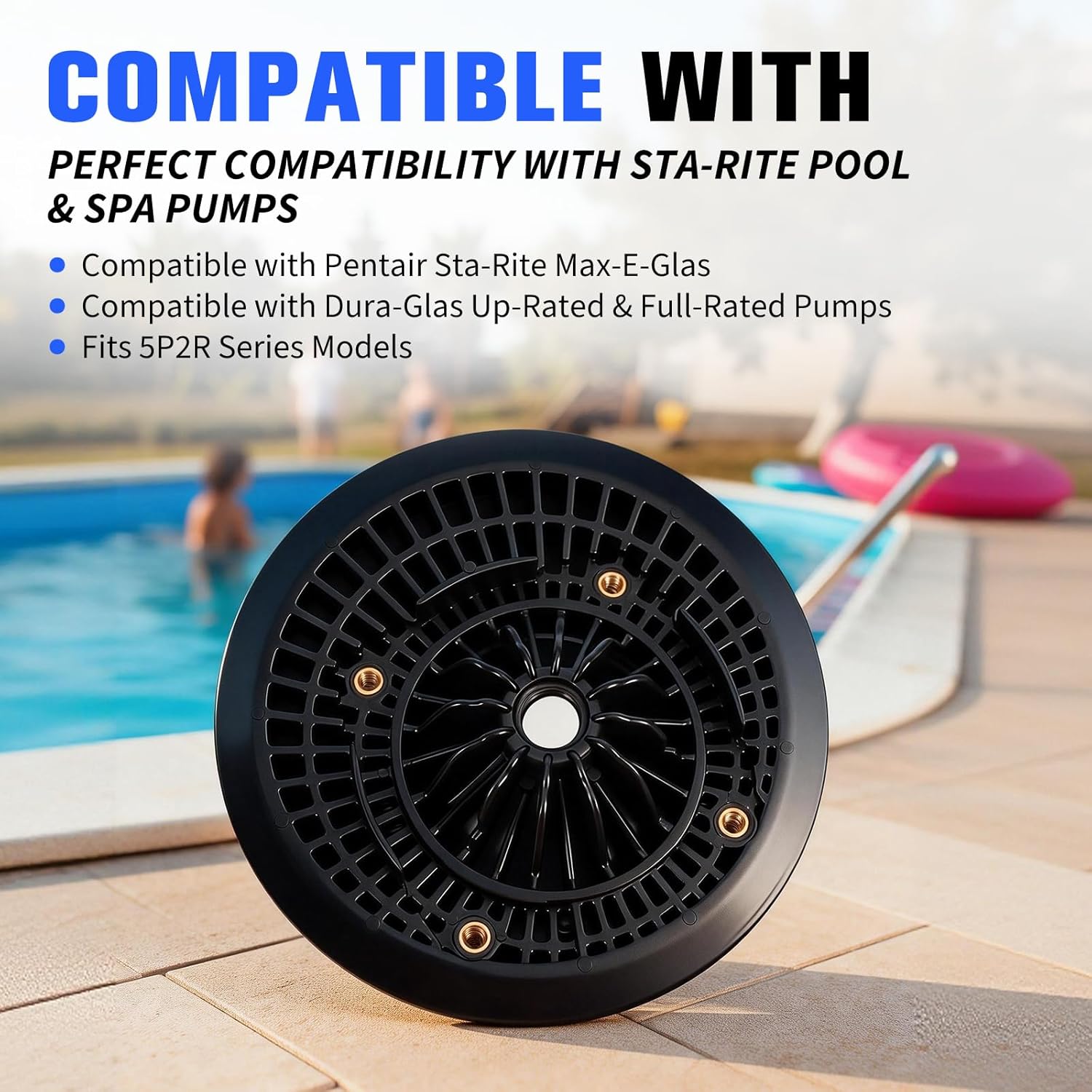 Pool Pump Wet End Assembly Compatible with Pentair Sta-Rite 5P2R Max-E-Glas/Dura-Glas Inground Pool & Spa Pump, Clamp Band, Strainer Basket, Clear Lid & O-Rings