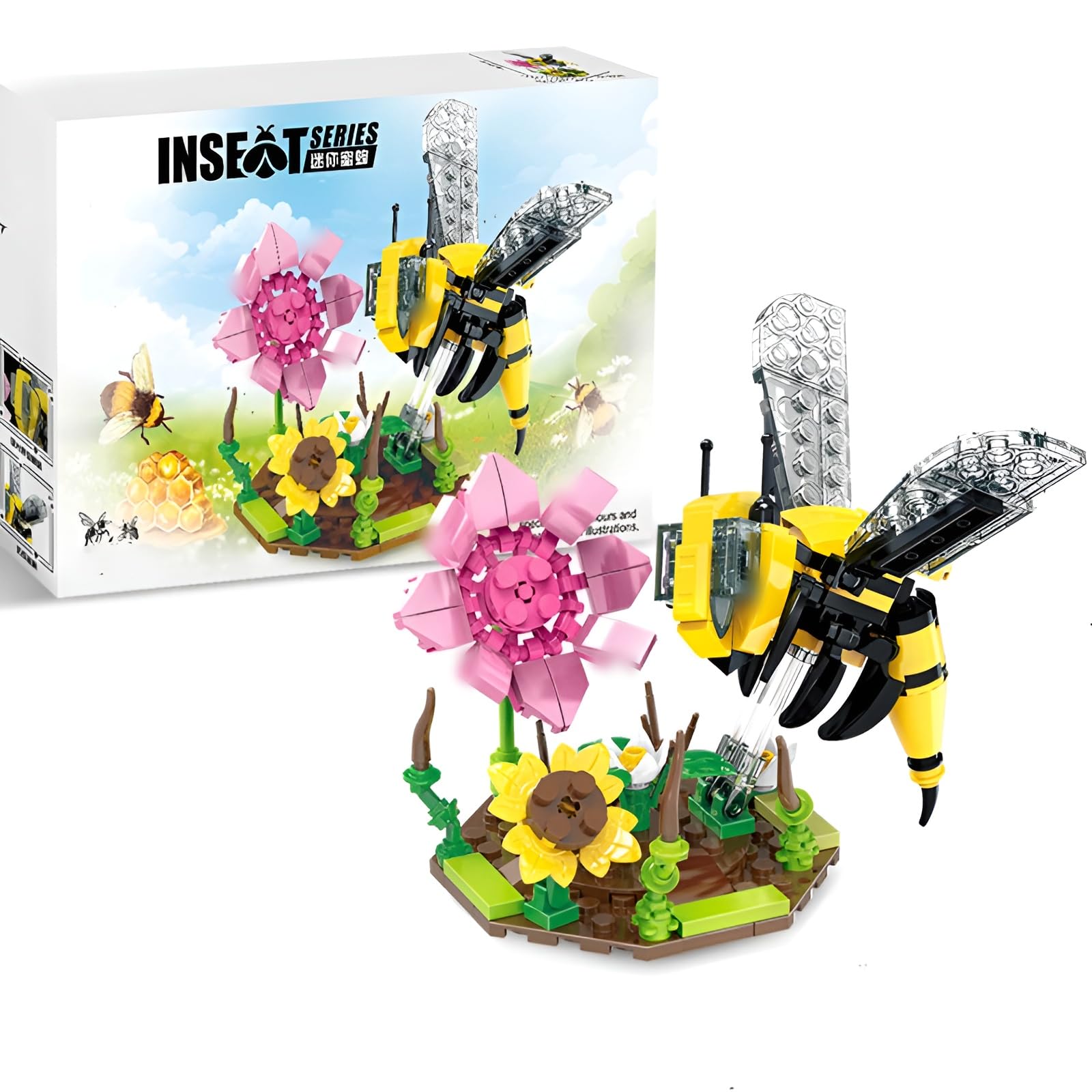 Insect Animal Building Blocks Set, 159 PCS Cute Bee Building Blocks Kits, Micro Animals Bricks Model Toys, Creative Home Office Decor Gift for Adults Boys Girls