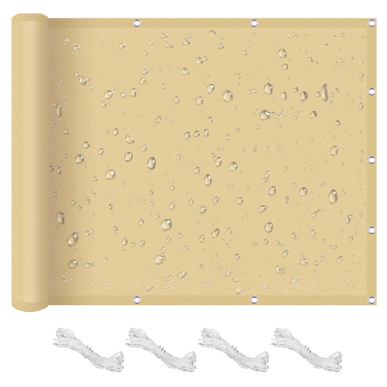 Auvent avec oeillets 4x10m imperméable haut de gamme pour grand balcon