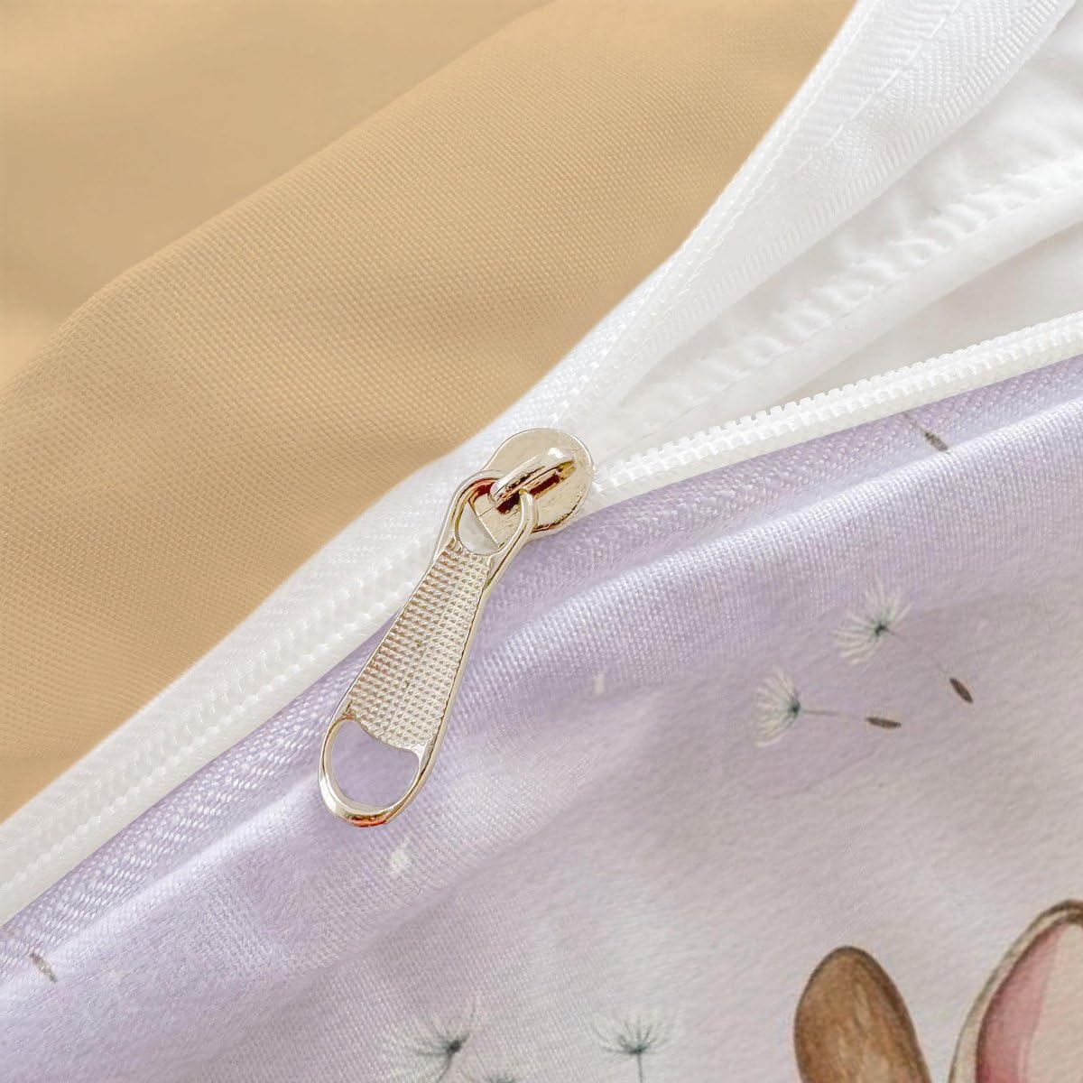 Set di biancheria da letto con copripiumino singolo a forma di coniglietto rosa, acquerello con fiocco, in morbida microfibra, per cameretta dei bambini, decorazione per la cameretta dei bambini (04
