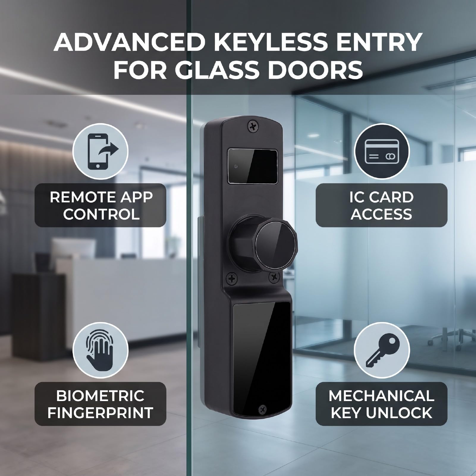 Sonew Serrure Connectée pour Porte en Verre, Serrure Biométrique sans