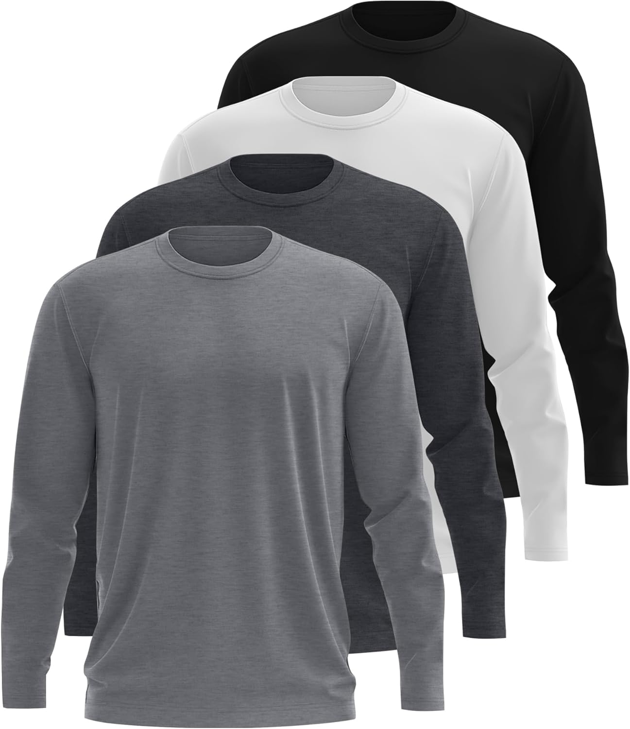 4 Pack Mens Big and Tall Thermal Shirts Fleece Lined Long Sleeve Loose Fit Undershirts Crewneck Casual Plus Size Top - Image 3