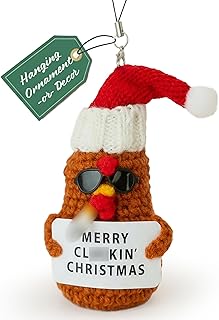 Positive Crochet Chicken – Funny Christmas Decoration, Hilarious White Elephant Gift, Secret Santa, Stocking Stuffer, Merry Christmas Emotional Support Ornament Christmas Decor