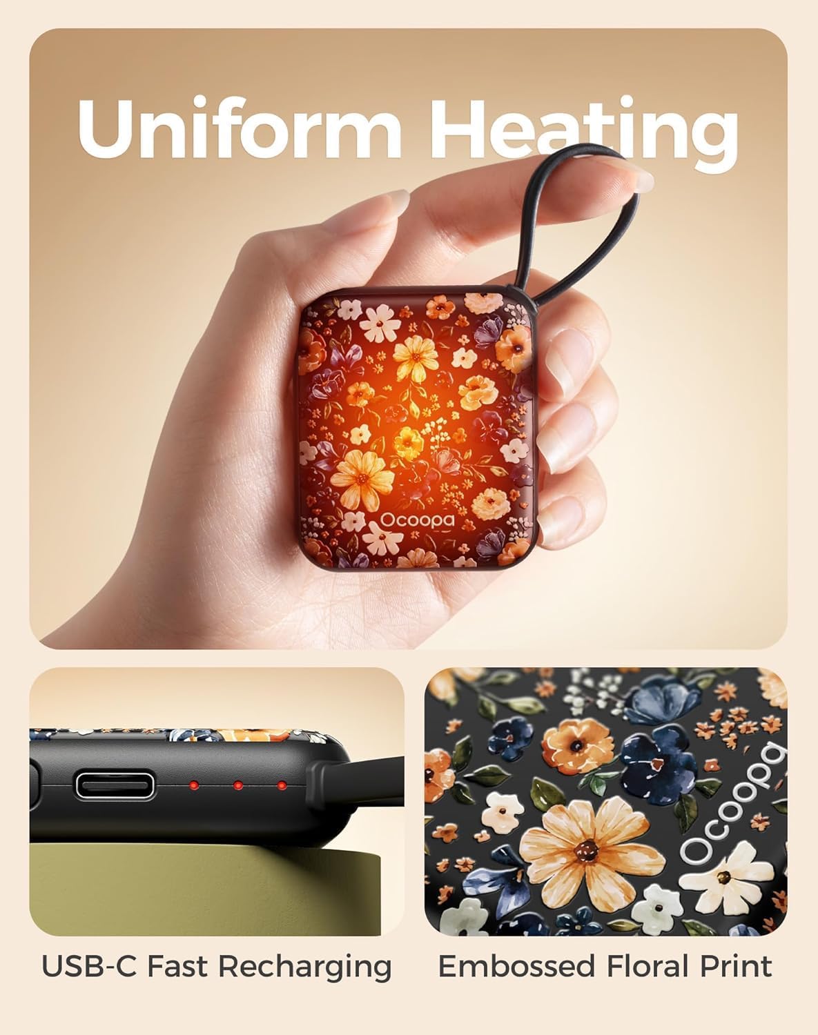 OCOOPA Hand Warmers Rechargeable, Smart Temp Control,100℉ -126℉, UL Safe, 7H*2 Long Battery, Palm-Sized Ultra Compact Fits Gloves, Purse, Camping, Travel, Cold Hands Gifts Women,UT5 Nano