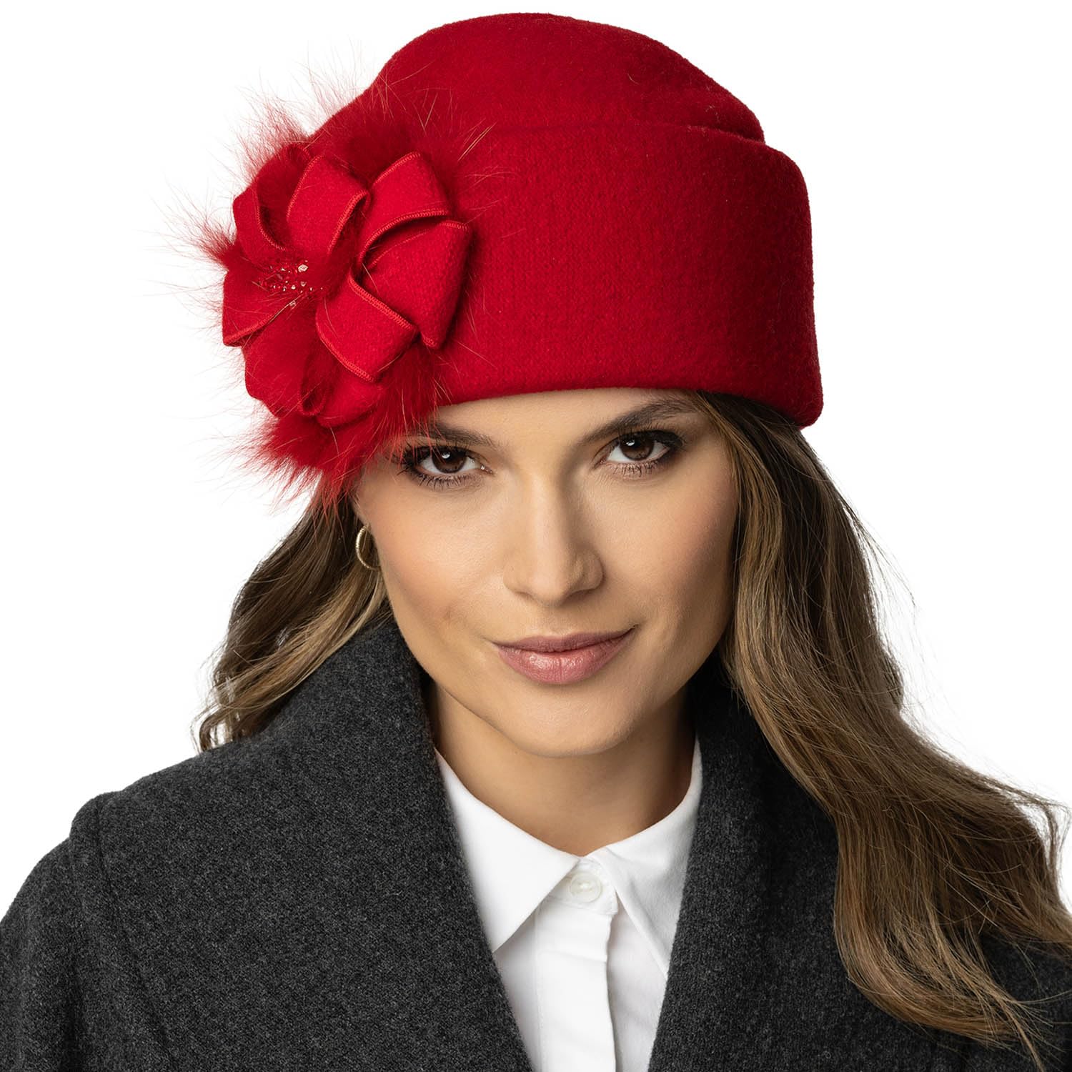 Vivisence Cappello Donna Elegante Fatto A Mano in Cashmere con Decorazione Laterale E Cristalli Antistatico Perfetto per l'inverno Idea Regalo Unica