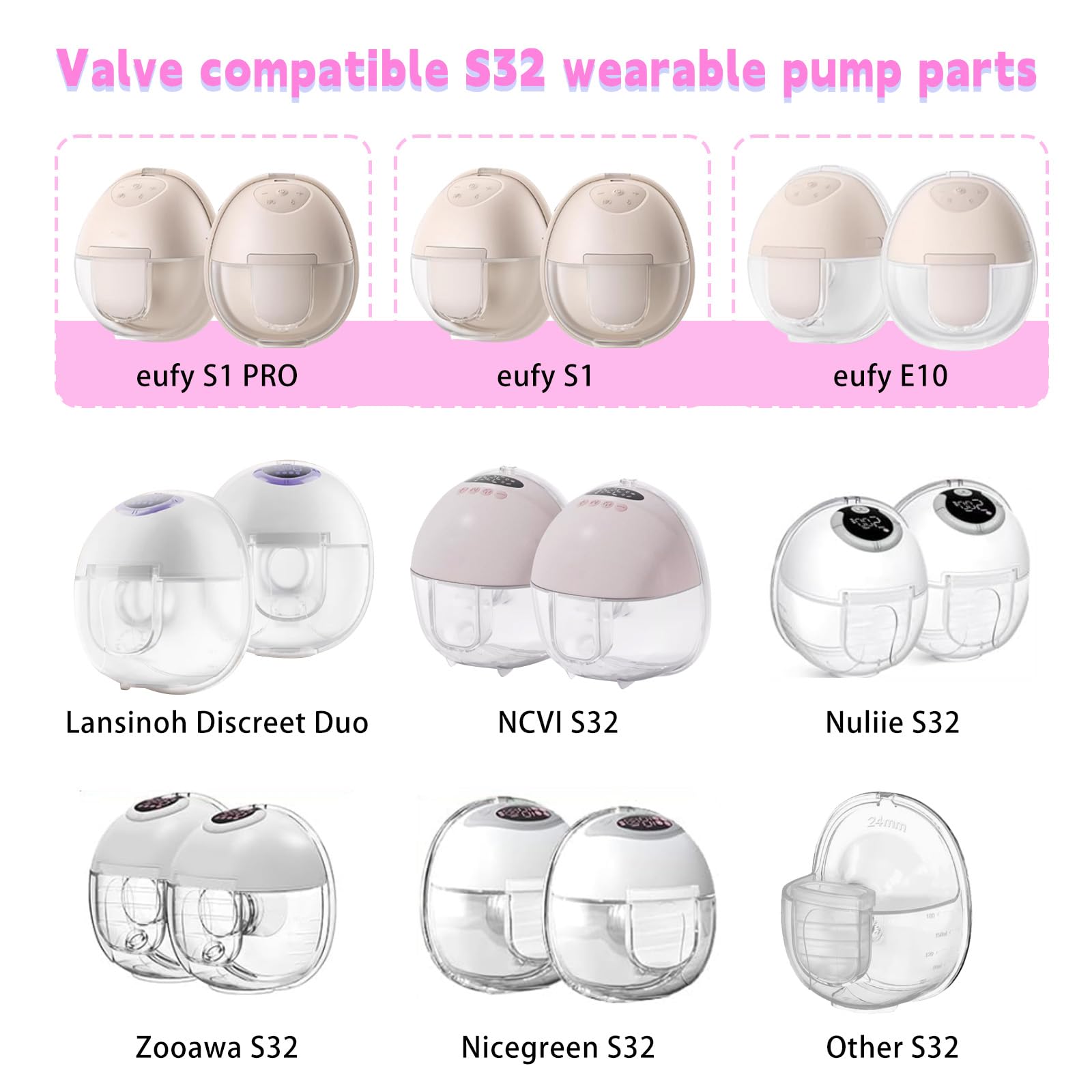 lasuroa 2szt Membrany Silikonowe i 6szt Zaworów Typu Duckbill do Laktatora Eufy, Części Zamienne do Laktatorów Eufy E10/S1/S1 Pro, Lansinoh Discreet Duo, NCVI, NICEGREEN Laktator Przenośny