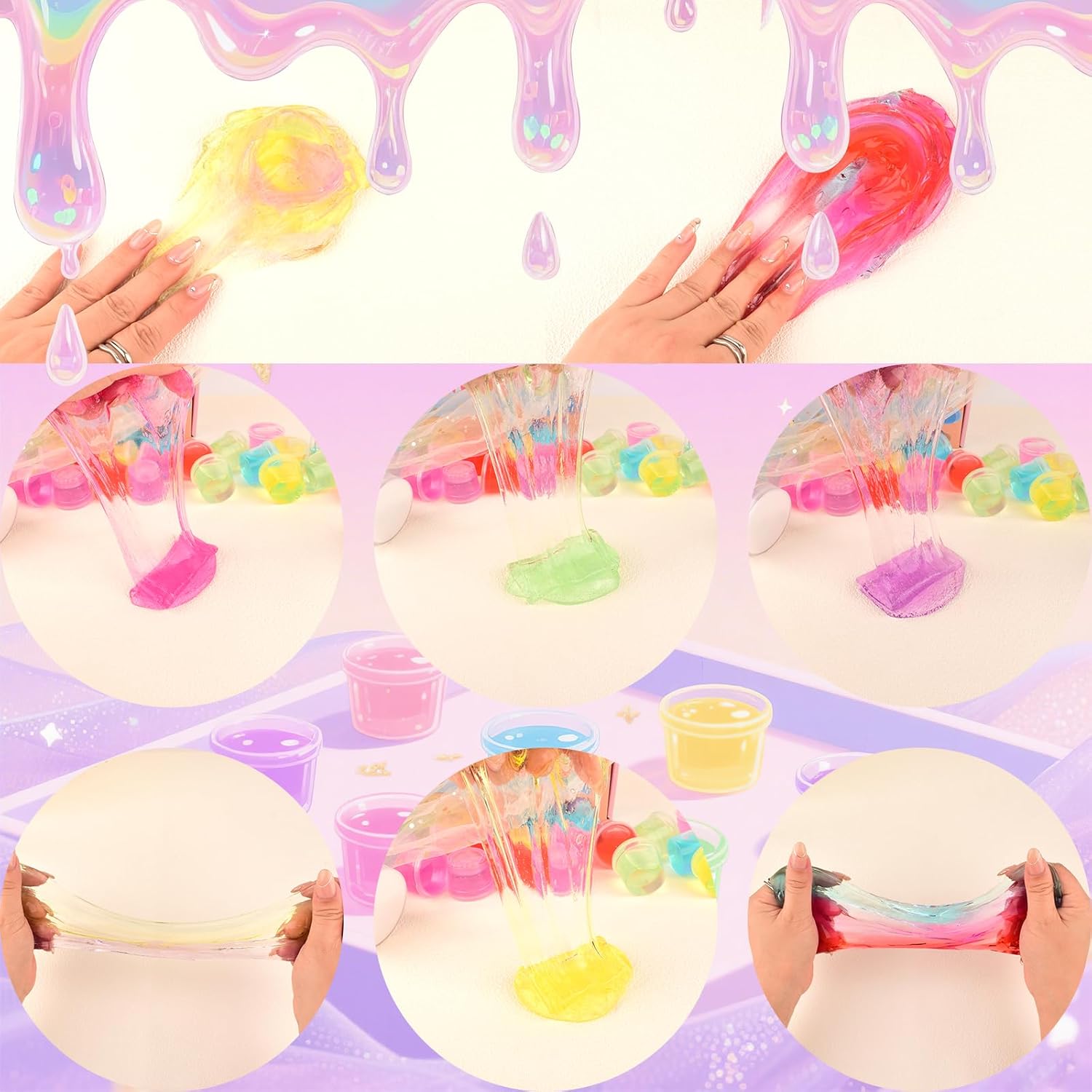24 Pack Mini Slime,Clear Slime Party Favors,Non-Sticky, Soft & Stretchy Slime Kit for Classroom Rewards,Christmas Stocking Stuffers, Goodie Bag Stuffers,Easter Basket Stuffers for Kids Boys Girls