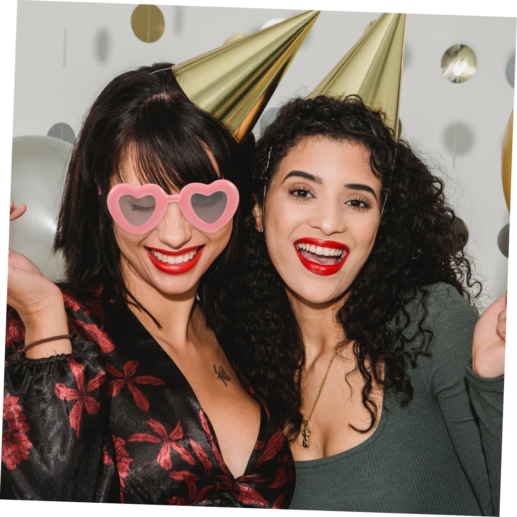 Healeved Heart Sunglasses Funky Eyeglasses for Beach Parties Lightweight Comfortable Design Style Party Favor Accessory for Adults