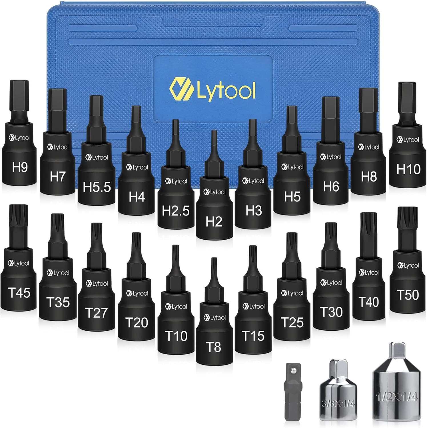 Lytool 1/4" Torx Bit and Hex Bit Socket Set, 1/2",3/8",1/4" Drive