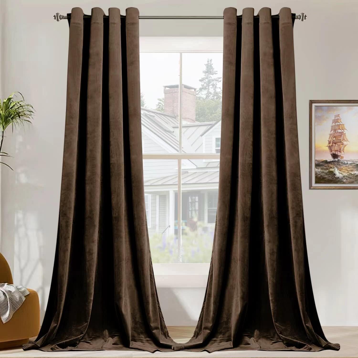 STYLOCASA Coffee Solid Velvet Blackout Door Curtains 5 feet for Living Room Bedroom Thermal Insulated Plain Curtain, Set of 1-Piece (B0DB2BV5PY) Amazon Price History, Amazon Price Tracker