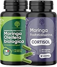 Low Cortisol – Phosphatidylserine 450 mg + Moringa Oleifera Bio | To Lower Cortisol, Stress Belly | Memory and Concentration Supplement | 150 Vegetable Capsules Made in Italy | RedMoringa