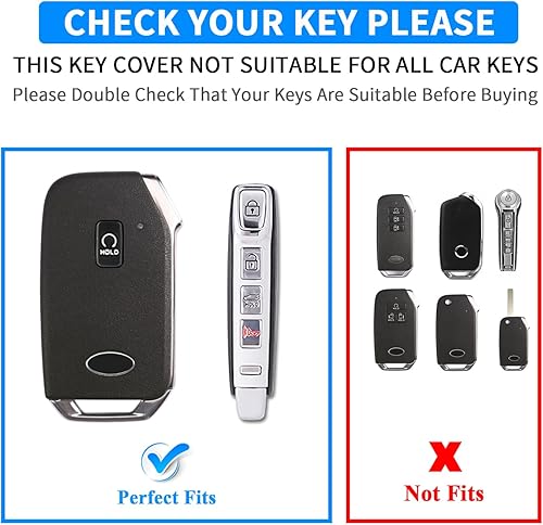 Miniatura 8 de QBUC Funda para llavero KIA con llavero para Kia Ceed Cerato Forte 2019, 2020, 2021, 2022, etc. (1 botón o sin botón solo en la superficie frontal)