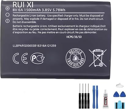 Battery compatible for Nokia 2060 3060 5250 C5-03 8110 4G 1500mAh 3.85V BV-6A BV 6A BV6A Batteries