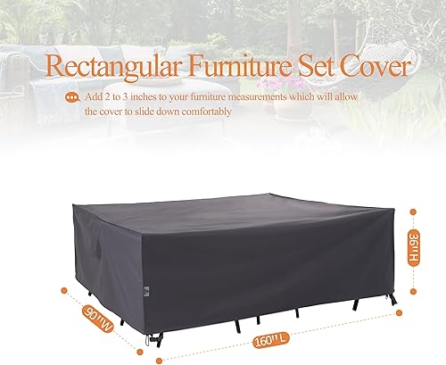 Miniatura 33 de Funda grande para muebles de patio, color beige y café, 96 pulgadas de ancho x 64 pulgadas de profundidad x 31 pulgadas de alto, resistente
