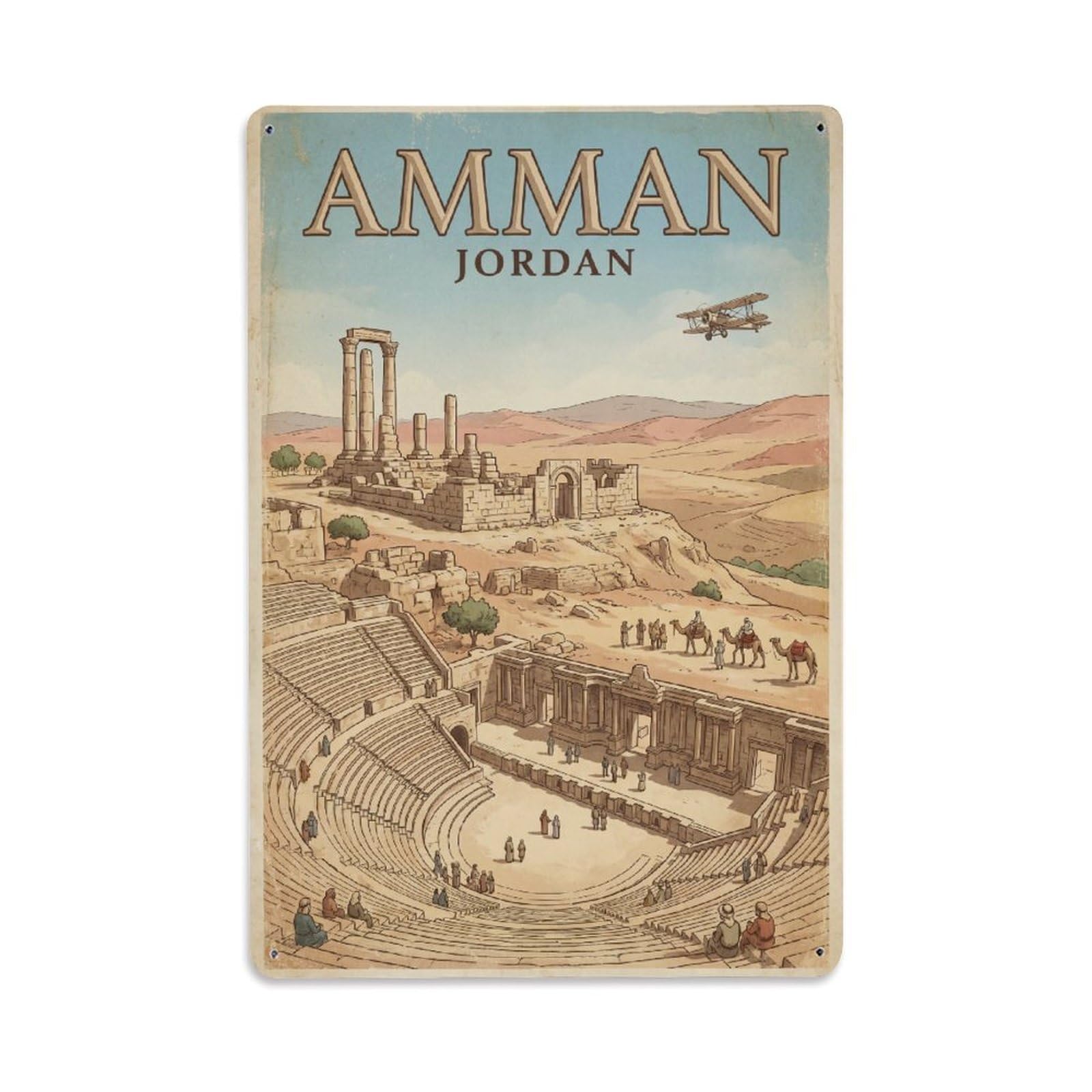 Huiyhb 8X12inch(20X30cm) Jordan Amman Travel Retro Metal Tin Sign