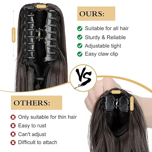 Miniatura 3 de BOGSEA 2PCS Ponytail Extensions 14 Claw Clip in Ponytail Extensions for Women Wavy CurlyStraight Ponytail Hair Extensions Synthetic Ponytail