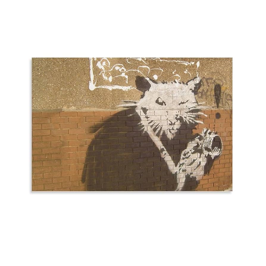 Amazon.co.jp: Banksyバンクシー 路上芸術家 ネズミ 印刷された