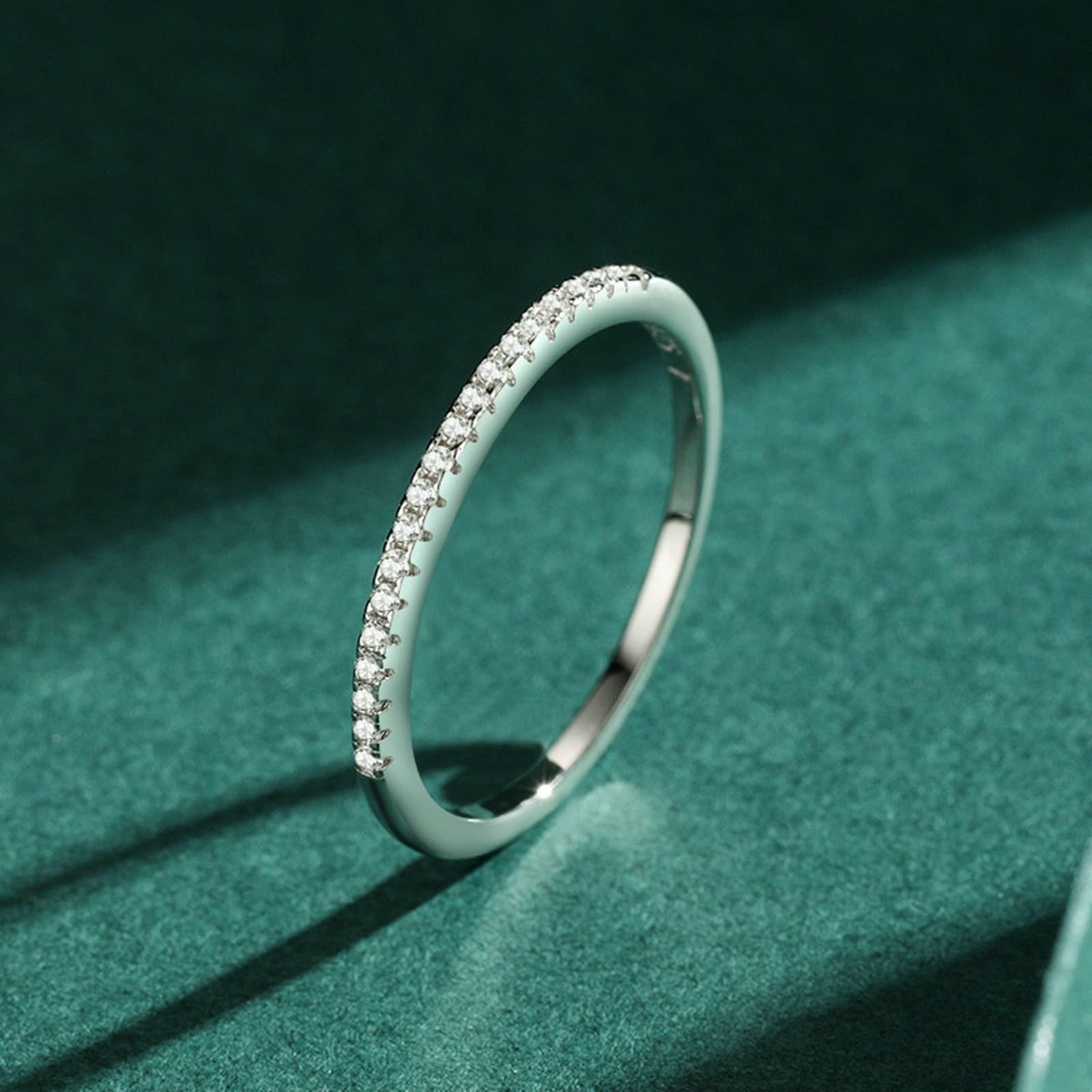 KnSam Par de anillos de oro blanco de 9 K/14 K, moissanit Au375/585, oro blanco, anillo de eternidad, anillo de memoria, joyas auténticas, tallas 47-62