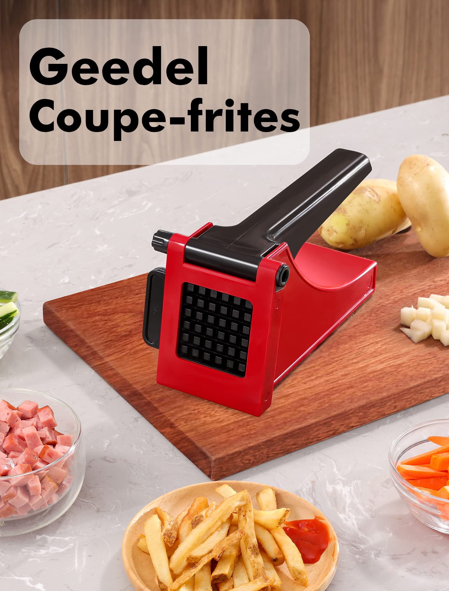 Geedel Coupe-Frites et légumes Manuel, Coupe-légumes Facile à Nettoyer pour la Cuisine, idéal pour Les légumes, Les Fruits, Les Carottes, Les concombres, etc.