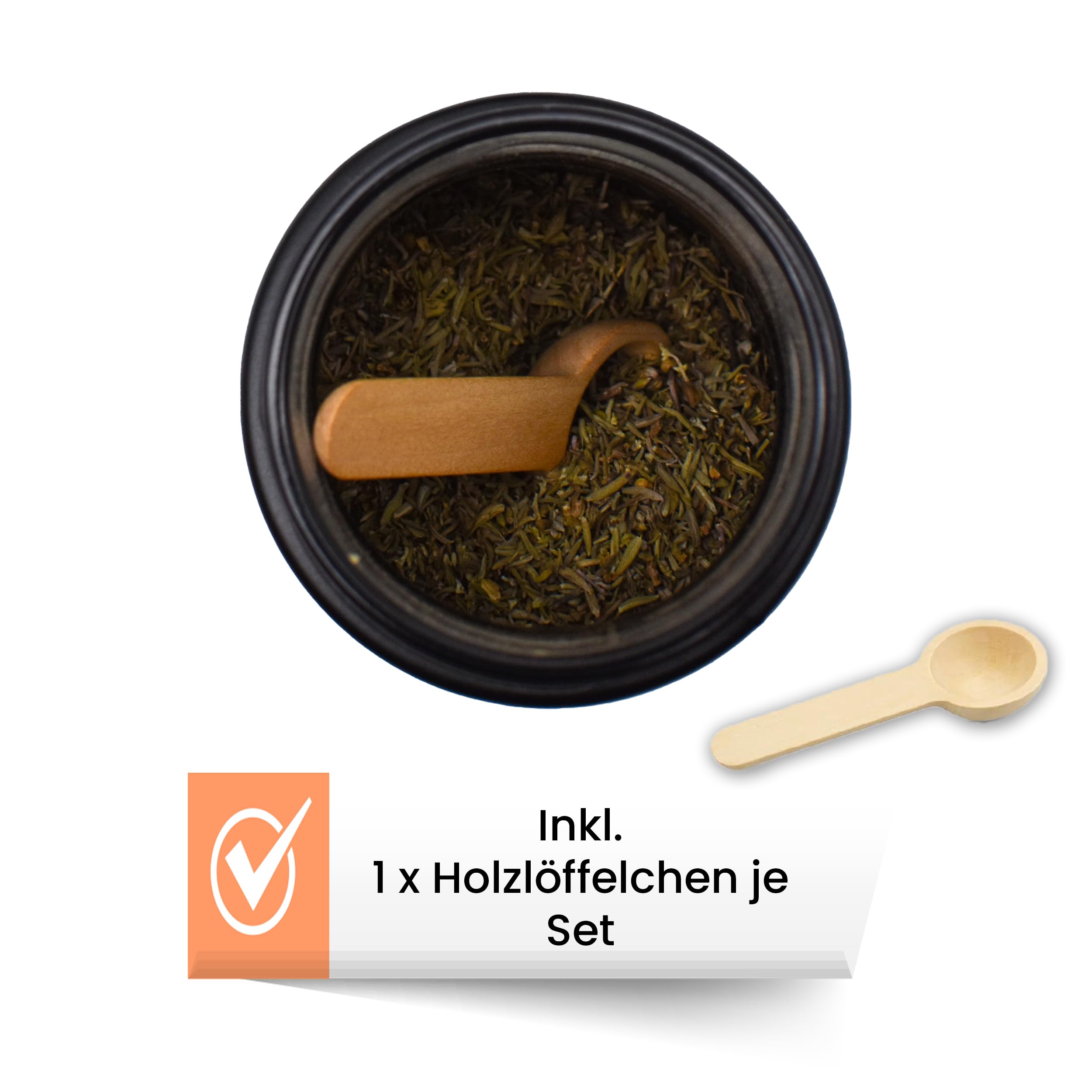 Gewürzgläser rund schwarz-matt Set - 190 ml - mit Gewürzlöffel - wasserfeste Etiketten rund und quadratisch - mit Schraubdeckel (12)