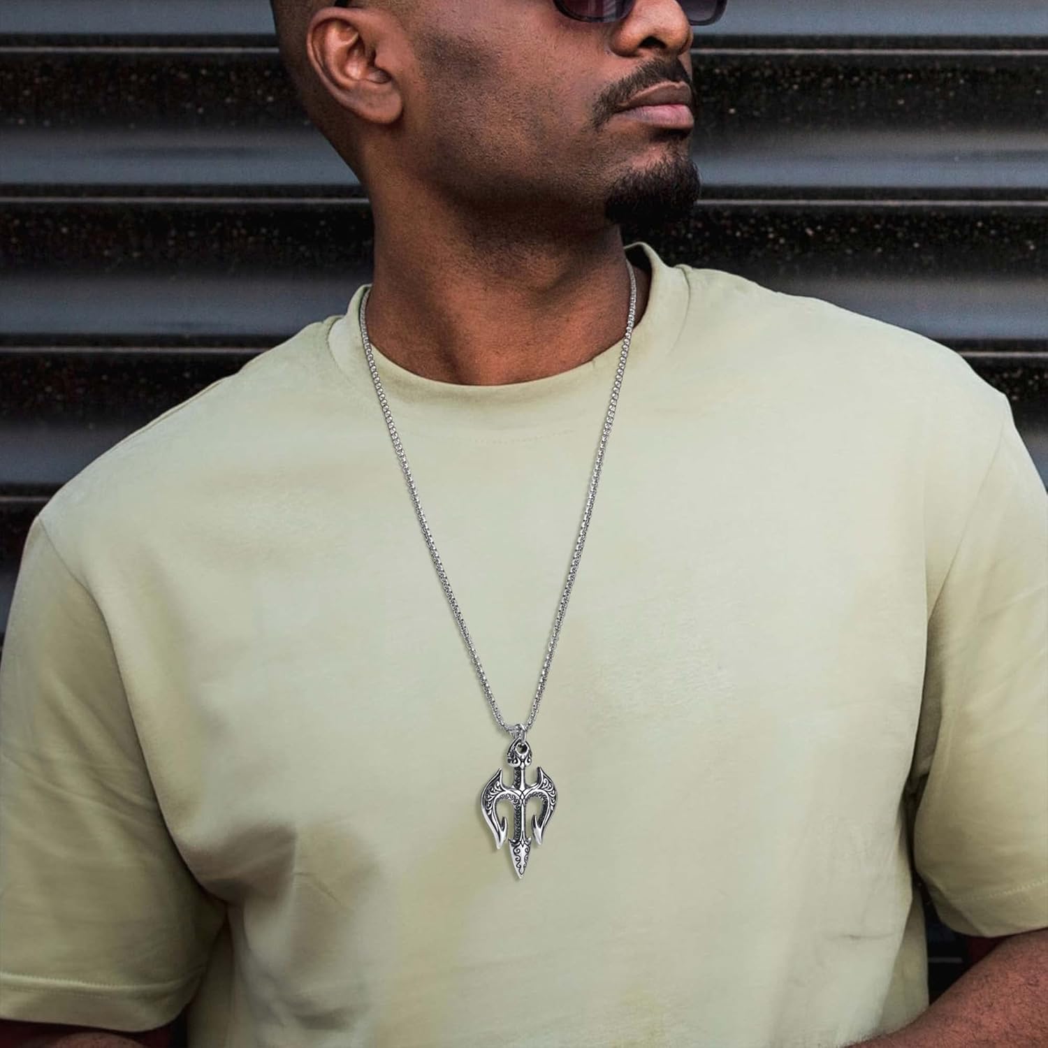 Hisatan Poseidon Trident Pendant Stainless Steel Ancient Greece Amulet Necklace for Men, Gift for Sailor - Image 4