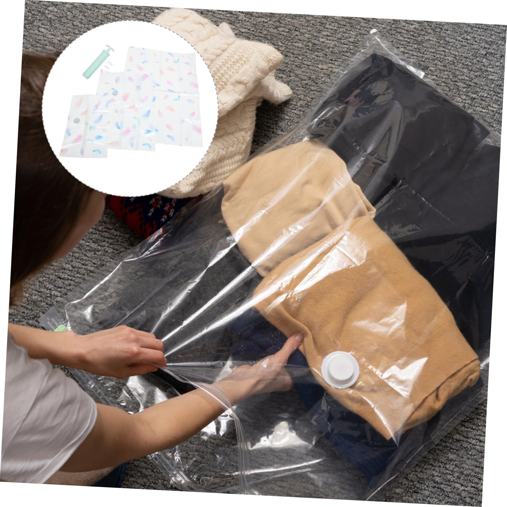 1 Juego de Bolsas ahorradoras de Espacio, Bolsas Grandes Selladas al vacío, Bolsas de vacío, Bolsa de Almacenamiento de Viaje, Manta con Capucha para niños pequeños, Bolsas de com