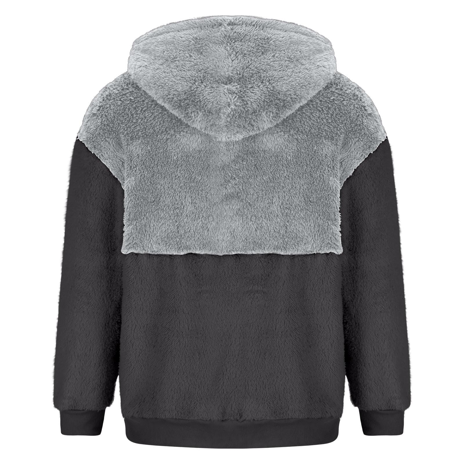 Camisetas y sudaras Hombre Cardigan terciopelo Doble Capucha Color bloque Chaquetas bolsillo cremallera T-464 Black 3X-Large